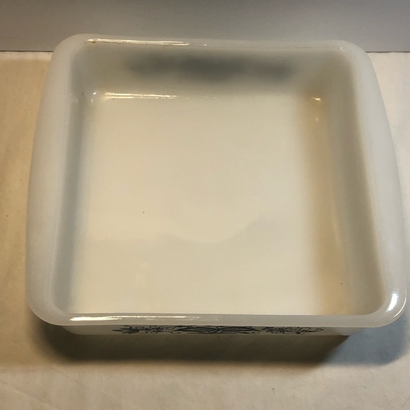 Glasbake 8" Square Casserole Dish "Blue Onion" Blue Floral Print Vintage USA - Picture 3 of 10